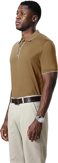 Men's Knit Polo Shirts Cotton Short Sleeve Casual   Vintage Shirts with 3 Buttons
