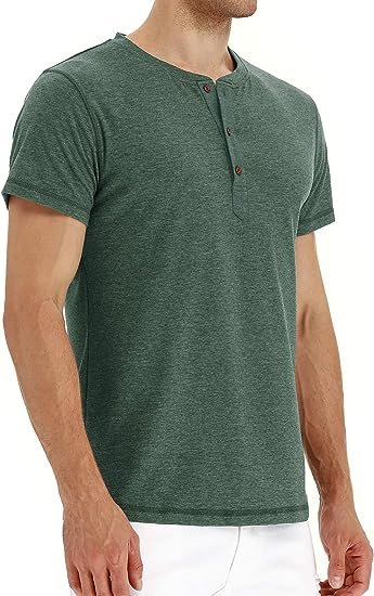 Men's Fashion Casual Front Placket Short T-Shirts Cotton Shirts
